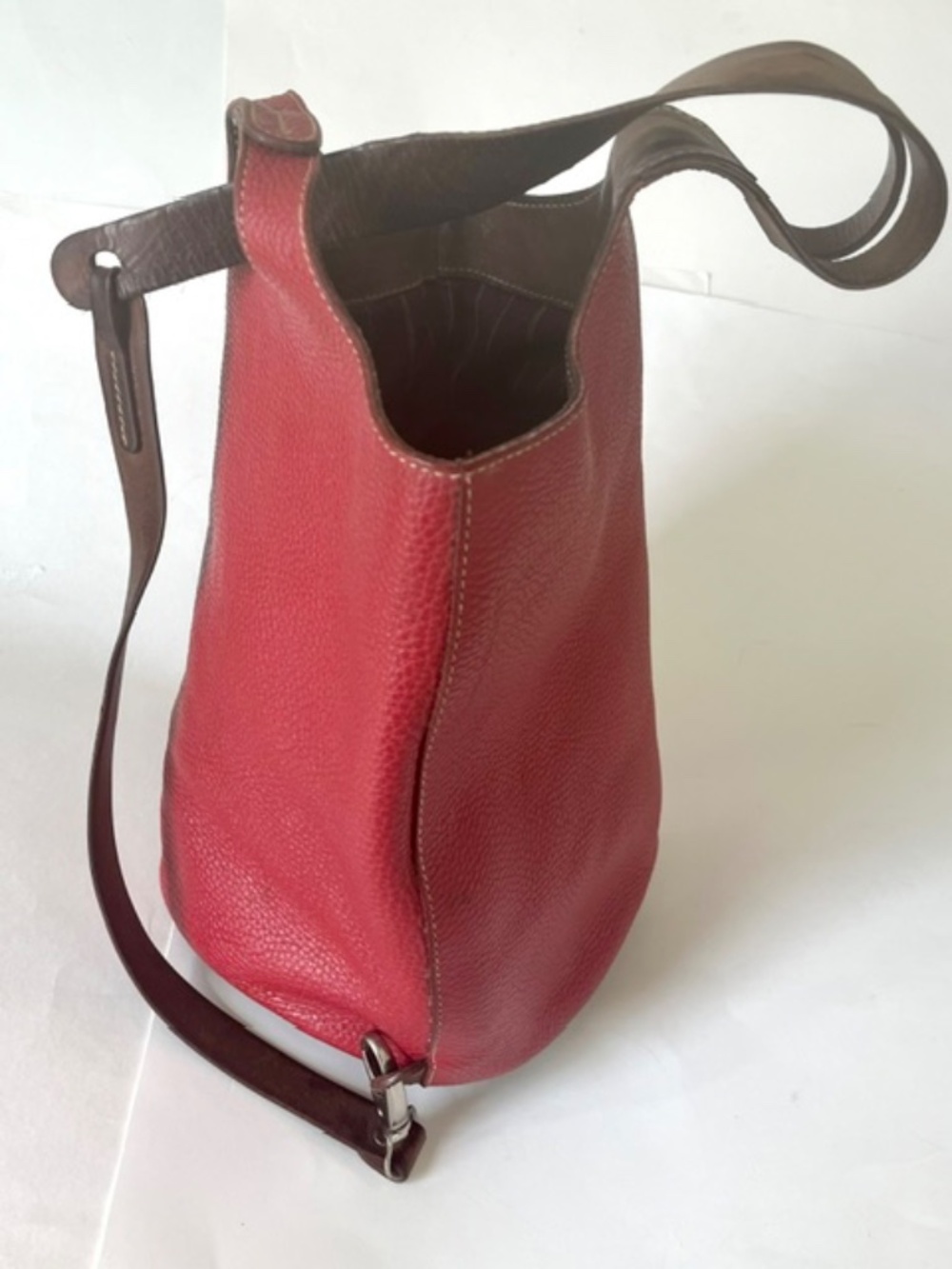Red Leather Barrel Bag - Picture 2 of 5
